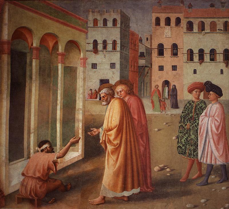 MASOLINO da Panicale Healing of the Cripple and Raising of Tabatha oil painting image